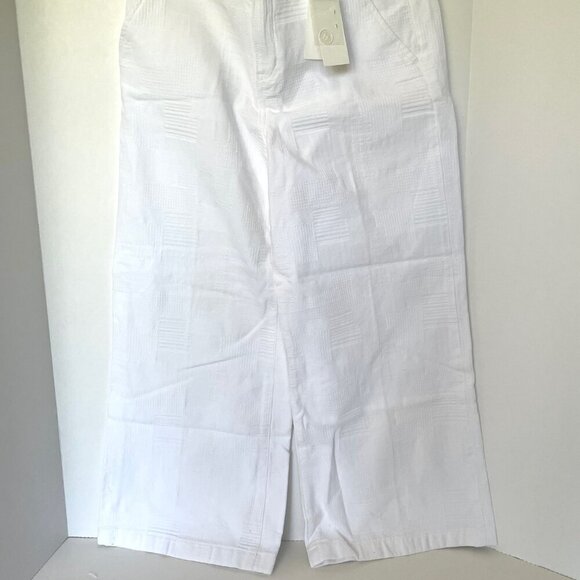 Tory Burch Wide Leg Crop Pant Womens 27 White Jacquard Cotton Culotte Summer - Picture 5 of 13